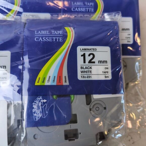 Lot Of 14 TZc-231 Label Tape Cassette Laminated 12mm, NEW Sealed - Picture 2 of 5